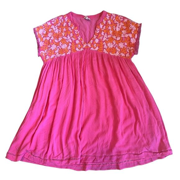 J. Marie Women’s Sz S Pink Embroidered Mini Dress Laynie Boho Floral - Picture 3 of 12